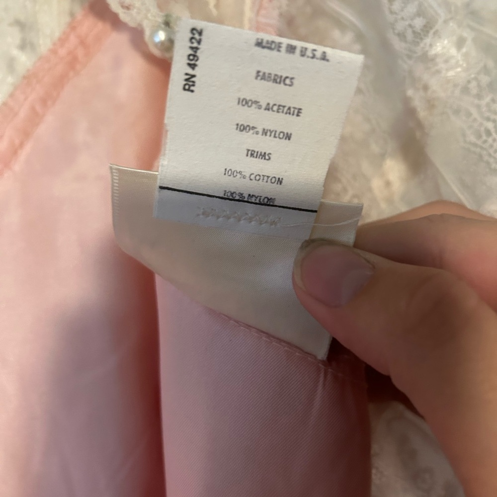 Vintage 1970’s 80’s Gold Label Gunne Sax Dress Peach Pink Lace Satin Size 9 - Picture 5 of 17